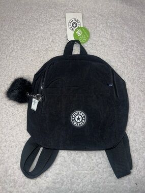 Kipling Black Mini Backpack with Pom Accent